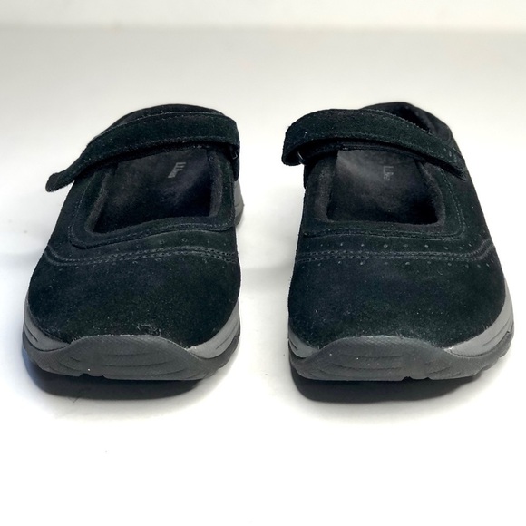 L.L.Bean suede Mary Jane mule slip on shoes hook and loop adjustable strap black - Picture 5 of 11